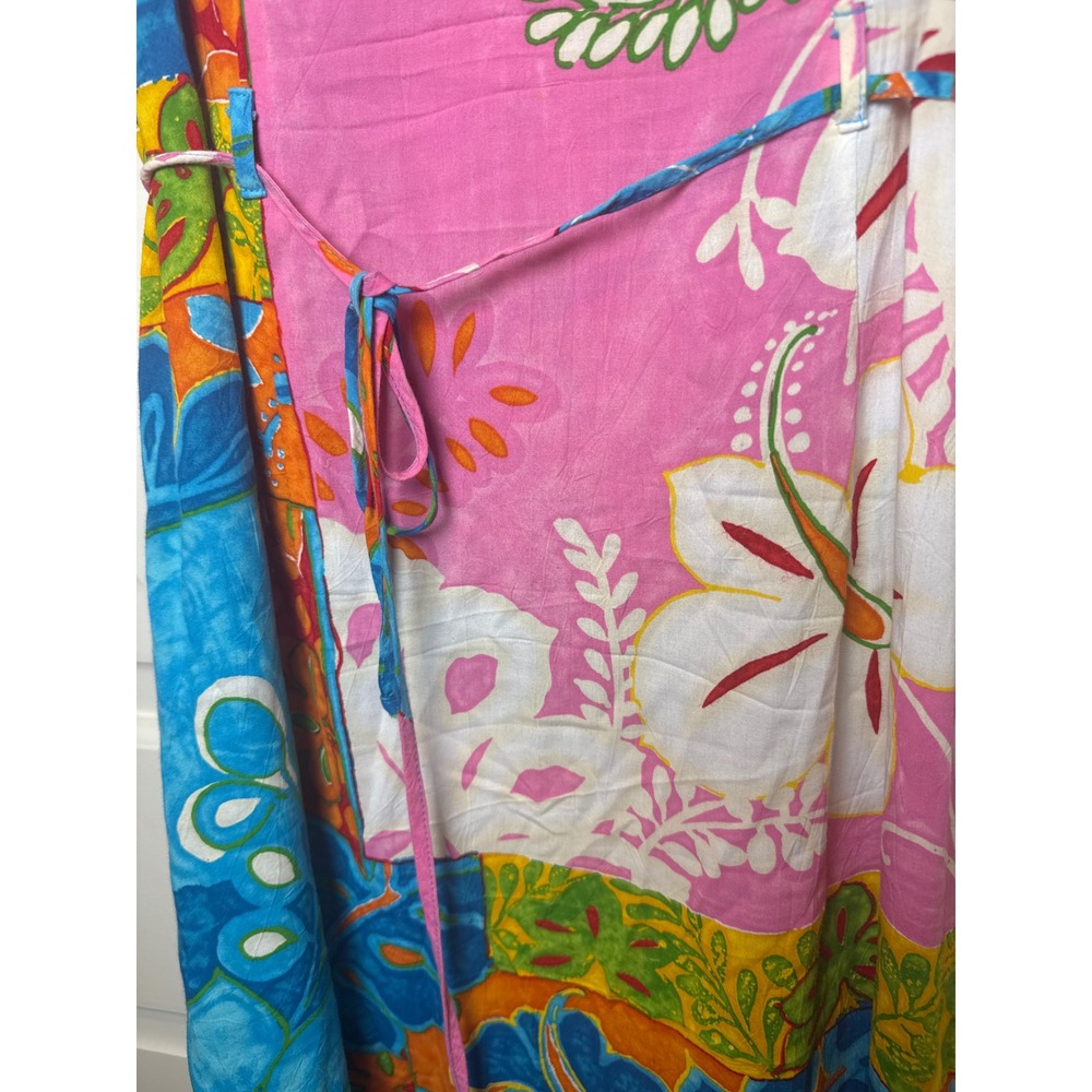 Jams World Mai Tai Patchwork Tropical Floral Ruffle Hem Dress Large W358-MATA - Picture 3 of 8